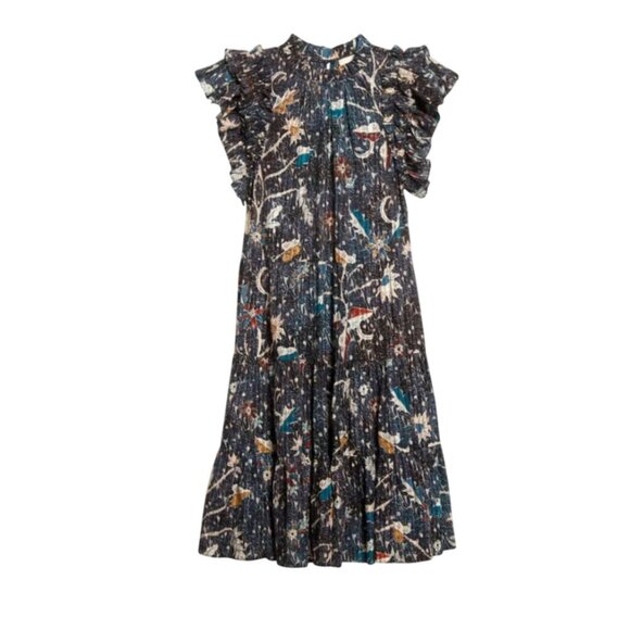 Ulla Johnson Dresses & Skirts - Ulla Johnson Denia Mini Dress Womens 2 Blue Cream Floral Print Flutter Sleeves